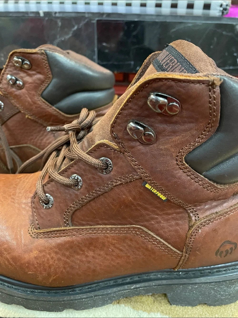 Wolverine Brown Leather Lace-Up Work Boots